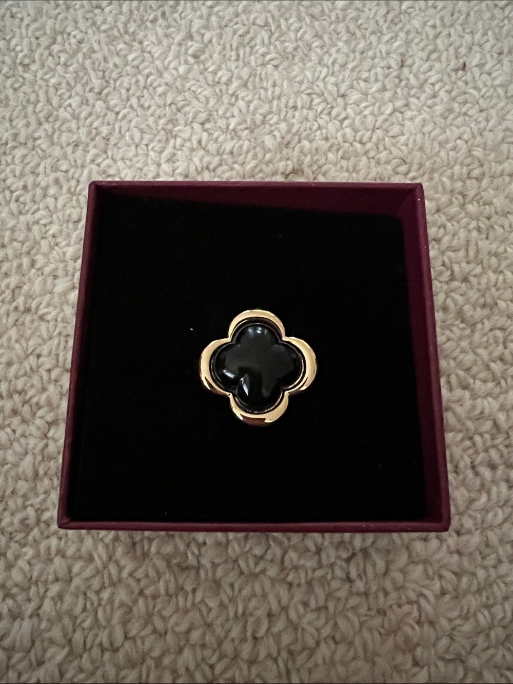 Gold & Black Clover Statement Ring - Women Jewelry